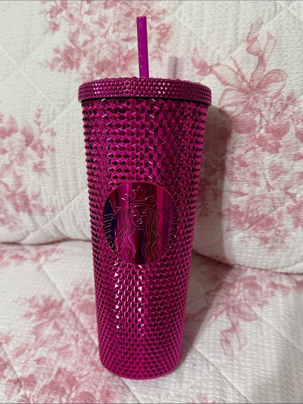 Starbucks Magenta Studded Tumbler with Straw 24oz
